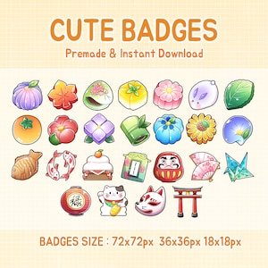 Twitch stream japan food bit badges pack.