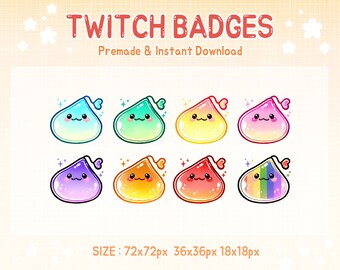 Twitch badges slime kawaii sub game badge (digital download)