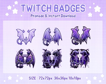 Twitch badge set purple devil wing sub badges (digital download)