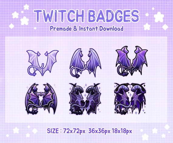 Twitch Badge Set Purple Devil Wing Sub Badges (digital Download
