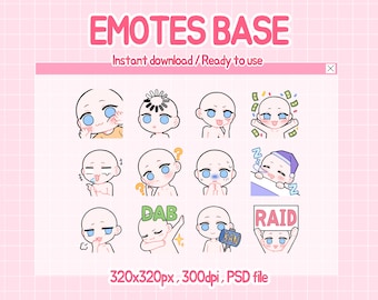 Chibi Emotes Base: DIY Twitch/Discord PSD Emotes (デジタルダウンロード)