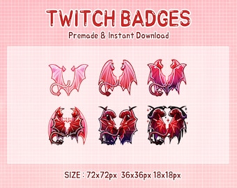 Red devil wing twitch sub badge (digital download)