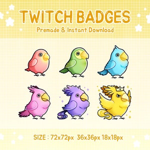 Insignias de Twitch lindos animales loros pájaro.
