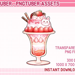 Vtuber assets cute dessert parfait twitch stream.