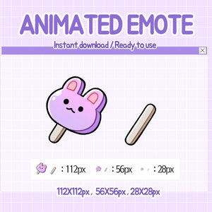 Animated emotes, cute purple rabbit icecream emote.