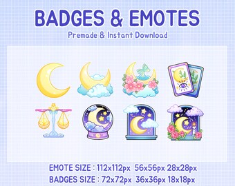 Moon twitch badges, twitch moon emotes, twitch sub badge.