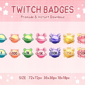 Twitch badges, space sub badge, cute planet universe.