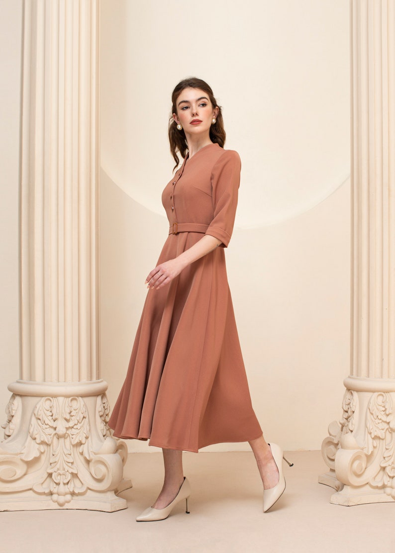 1950s Midi dress Wedding guest dress swing dress retro image 0