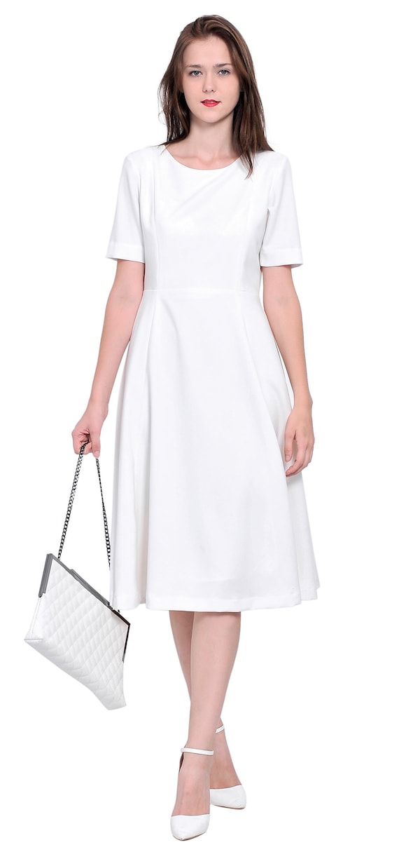 Fit and Flare Dress Midi Dress Short 