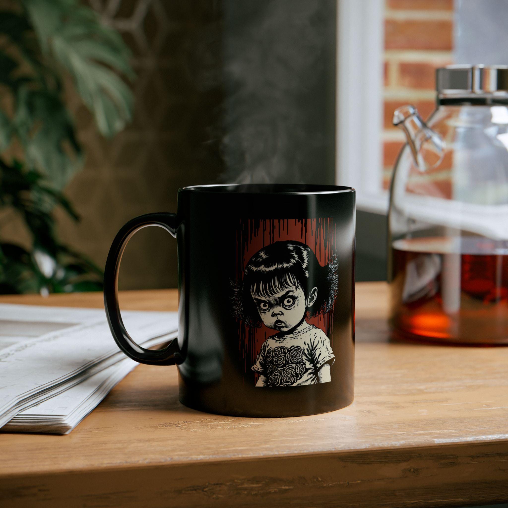 Horror Mug, Junji Ito Inspired Art, Boy and Moon, Cute but Scary, Black ...