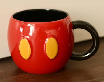 Disney Store Exclusive Mickey Mouse Pants Red Gold Buttons Coffee Mug