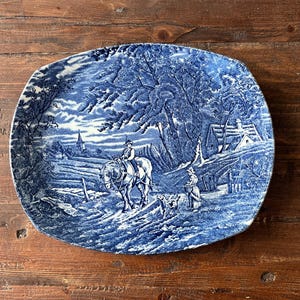Wood & Sons &quot;Woodland&quot; Platter -Blue and White English Transferware- Burslem, Staffordshire, England