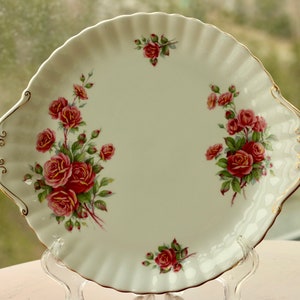 Royal Albert Centennial Rose two handled cake plate