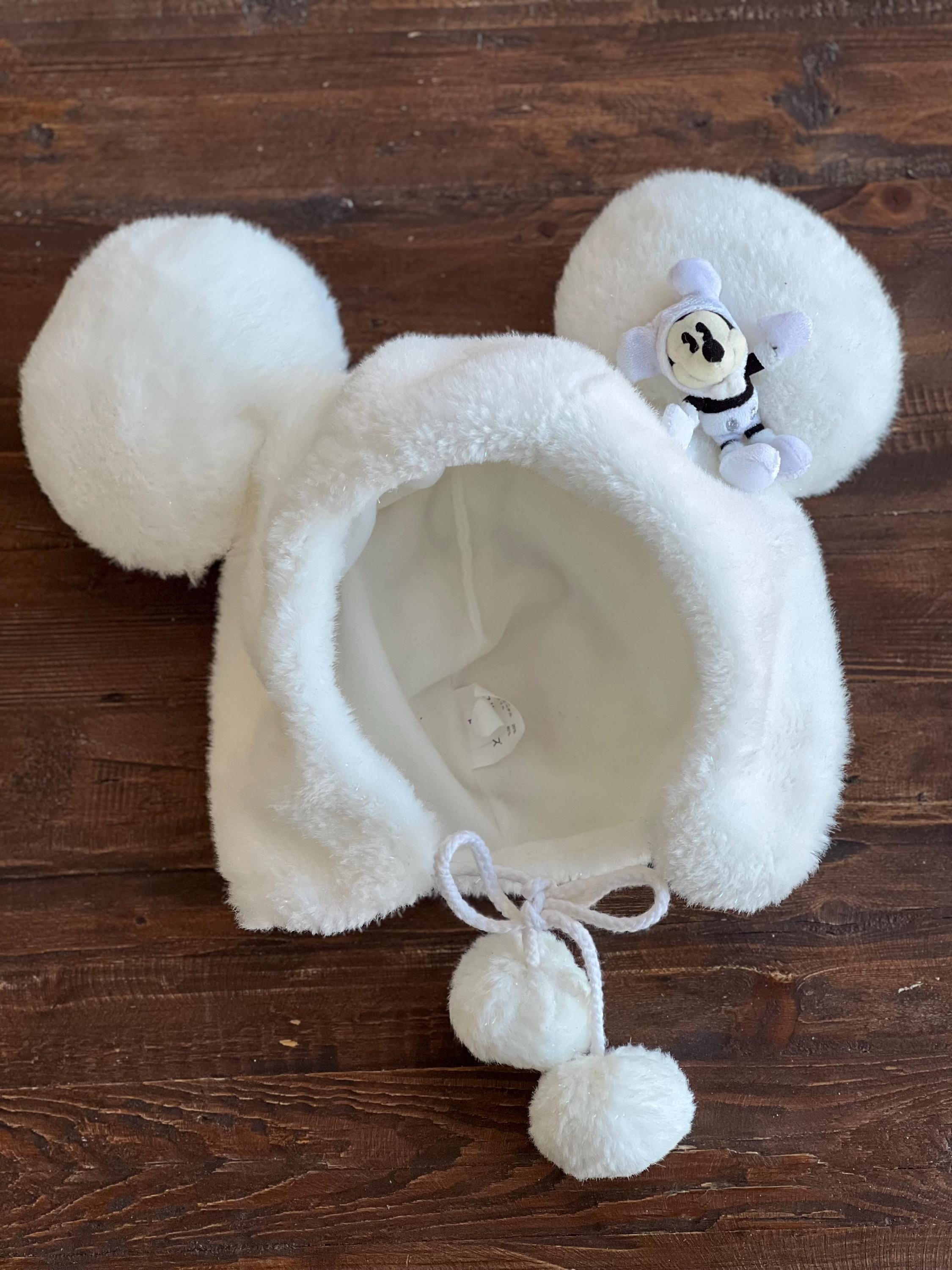 Mickey Mouse Fan Cap White Plush Ears Hat With Plush Mickey 