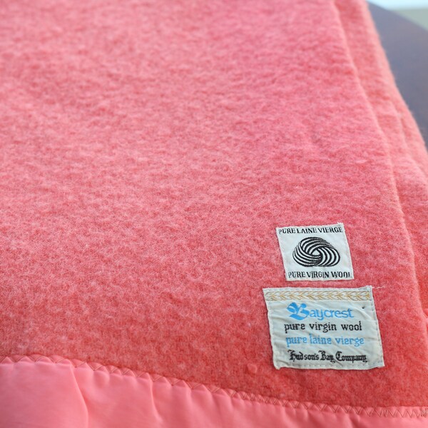 Vintage Pink Hudson Bay Blanket in Rare Bright Pink/Coral