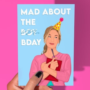 Carte d'anniversaire Bridget Jones Mad About The Bday - carte d'anniversaire inspirée de Bridget Jones Cadeau Bridget Jones Carte d'anniversaire drôle Galentines