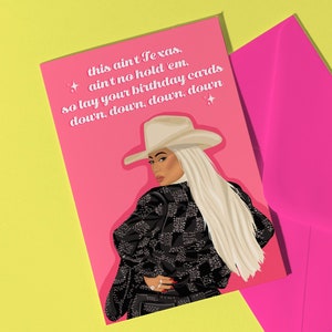Carte d'anniversaire Beyoncé - Cette carte de voeux du Texas n'est pas un cadeau fait main pour un fan de Beyoncé Carte de musique country Cowboy Carter Beyonce Merch Beehive