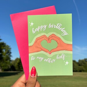 Happy Birthday To My Andere Hälfte Geburtstagskarte – Interrassisch Geburtstagskarte Grußkarte Partner Romantische Geburtstagskarte Schwarz Liebeskarte Grün