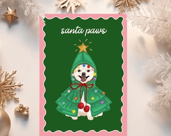 Santa Paws Dog Christmas Card - Cute Dog Christmas Card Xmas Puppy Christmas Card For Dog Lovers Gift Dog Holiday Card From Dog Santa Paws