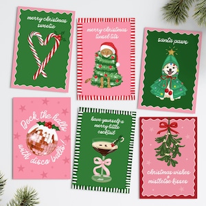 Pack of 6 Illustrated Christmas Cards - Christmas Card Multipack Xmas Card Set Festive Cards Multipack Cute Cards Christmas Cards Handmade