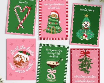 Pack of 6 Illustrated Christmas Cards - Christmas Card Multipack Xmas Card Set Festive Cards Multipack Cute Cards Christmas Cards Handmade