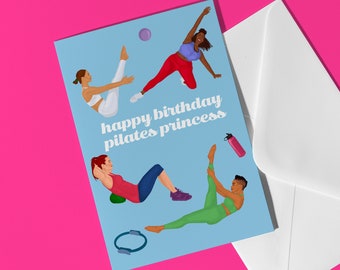 Pilates Princess Birthday Card - Birthday Card for Pilates Lover Yoga Reformer Pilates Birthday Card Pilates Girl Pilates Gift Barre Pilates