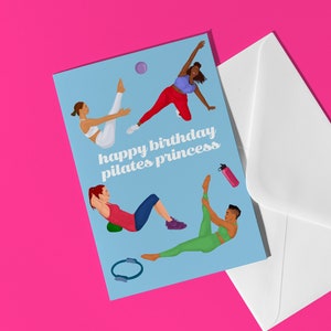 Pilates Prinzessin Geburtstagskarte - Geburtstagskarte für Pilates Liebhaber YogaReformer Pilates Geburtstagskarte Pilates Girl Pilates Geschenk Barre Pilates