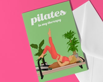 Pilates Is My Therapy Birthday Card - Birthday Card for Pilates Lover Yoga Reformer Pilates Birthday Card Pilates Girl Pilates Gift Barre