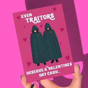 Tarjeta de San Valentín de Los Traidores - Tarjeta de felicitación del programa de televisión Los Traidores para el cumpleaños de Claudia Winkleman Traidores EE. UU. Alan Cumming Fiel