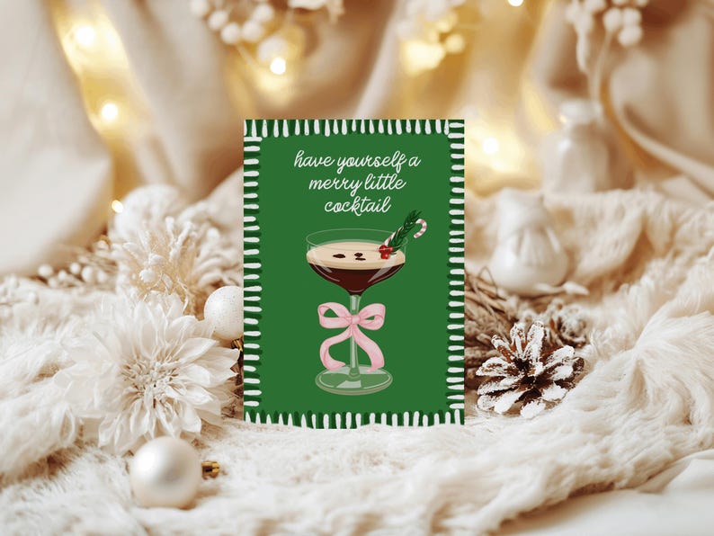 Have Yourself A Merry Little Cocktail Espresso Martini Christmas Card - Cocktail Christmas Card Martini Cocktail Lovers Gift Martini Xmas