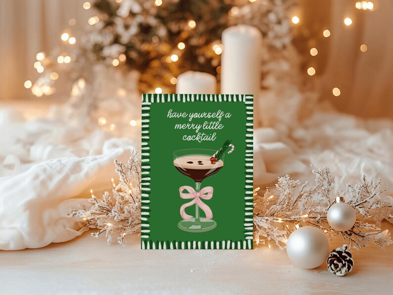 Have Yourself A Merry Little Cocktail Espresso Martini Christmas Card - Cocktail Christmas Card Martini Cocktail Lovers Gift Martini Xmas