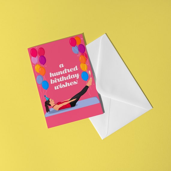 A Hundred Birthday Wishes Pilates Birthday Card - Birthday Card for Pilates Lover Yoga Reformer Pilates Card Pilates Girl Pilates Gift Barre