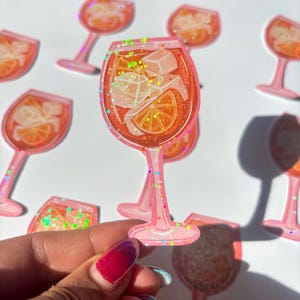 Cocktailholografisk klistermärke - Vinylkonstklistermärke Cocktailillustration Laptop Vattenflaskdekal Junk Journal-klistermärke Laptop