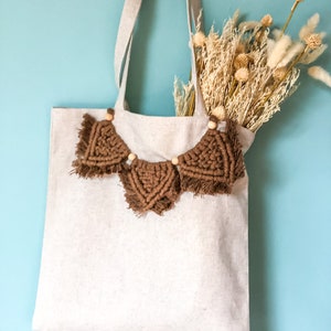 Sac cousu main, cabas macramé, tote bag bohème, disponible en 7 couleurs