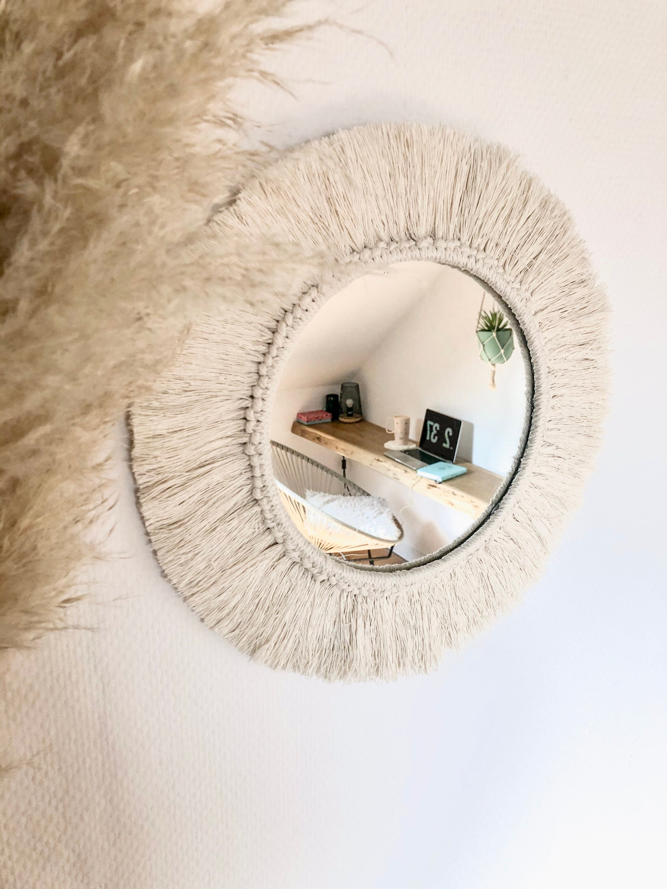 Miroir en Macramé à Franges