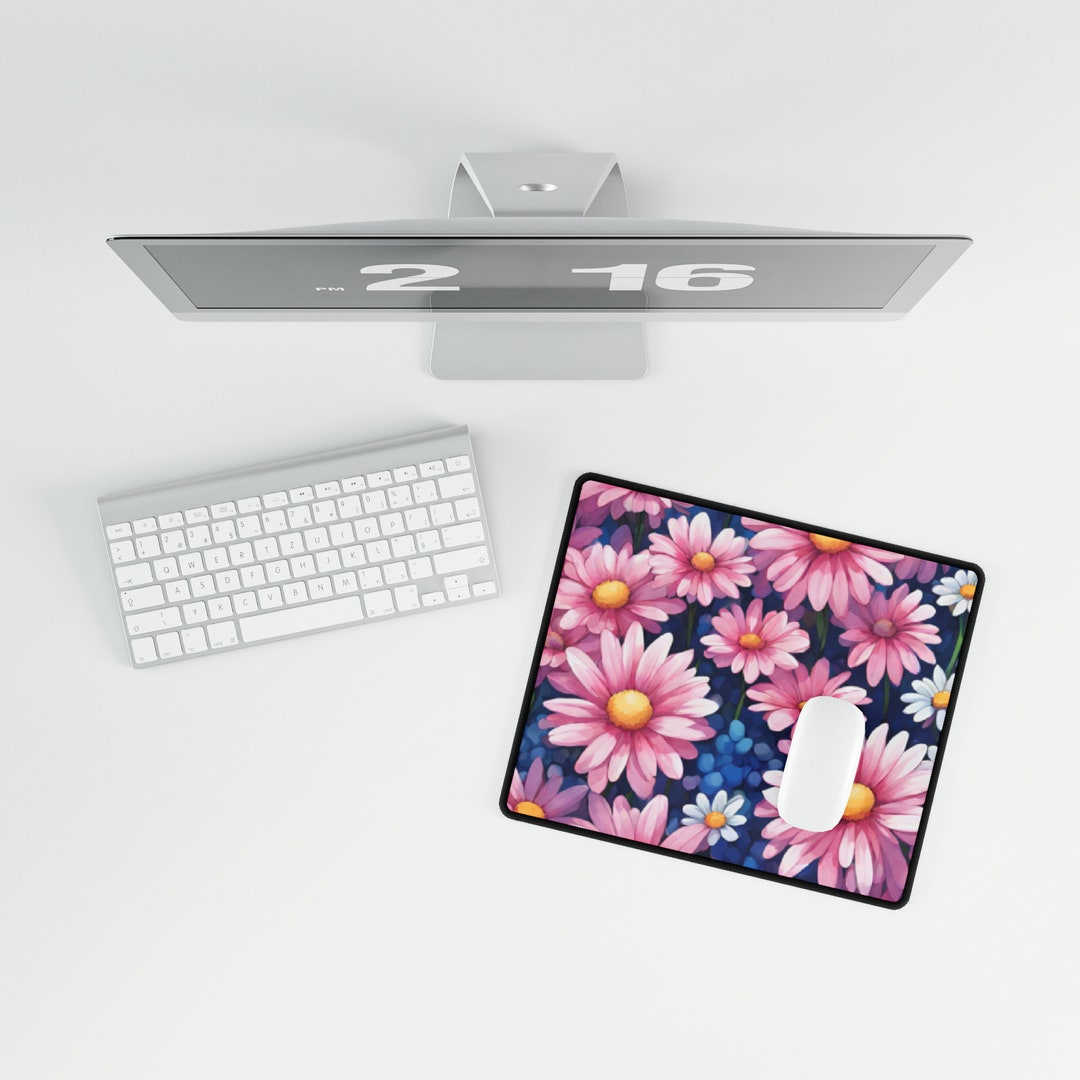 Pink Love Computer Mat Pink Floral Print Sunflower Pink Roses Gaming Workspace Mat Pink Gaming ...