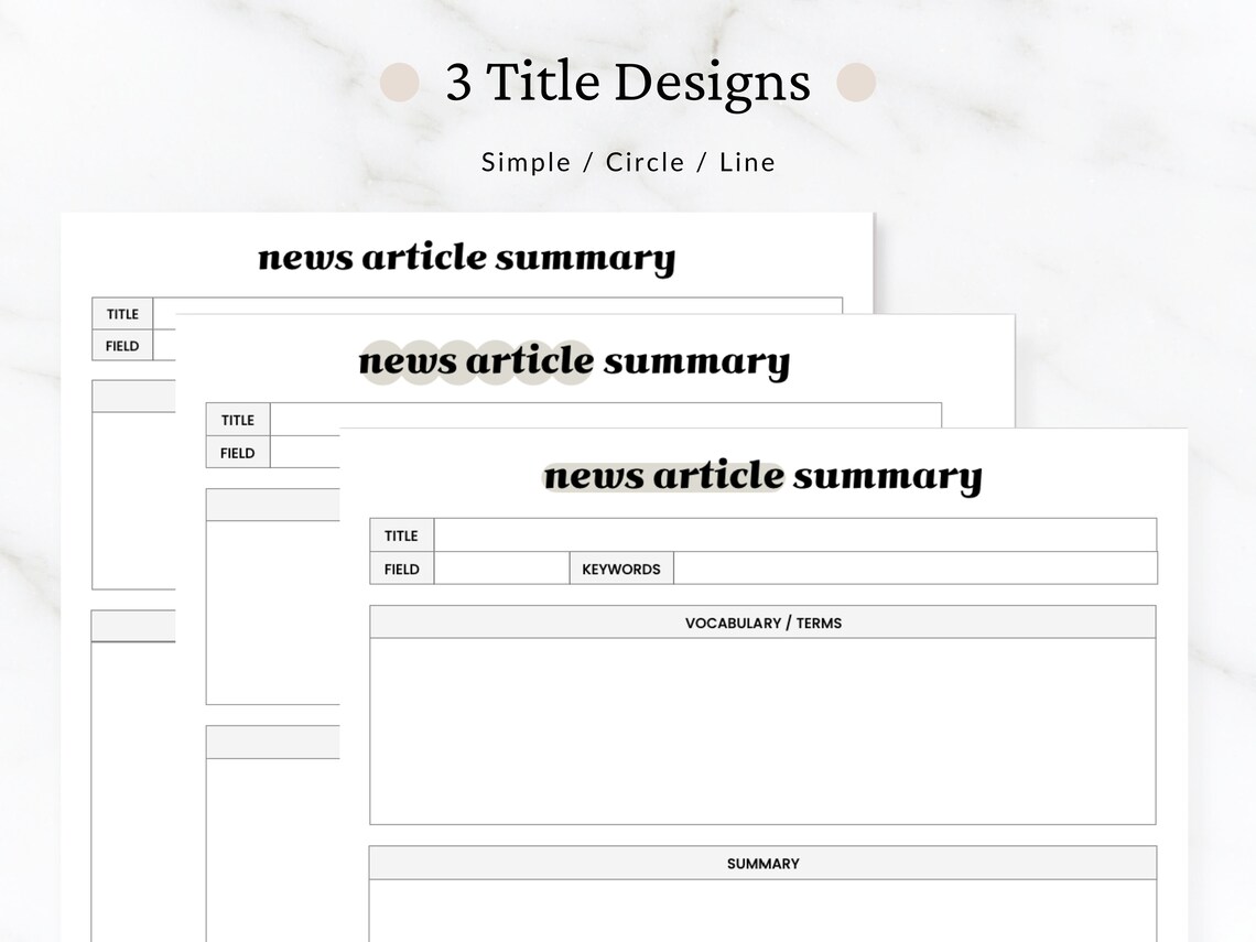 News Article Summary Template Newspaper Scrapbook A4 - Etsy