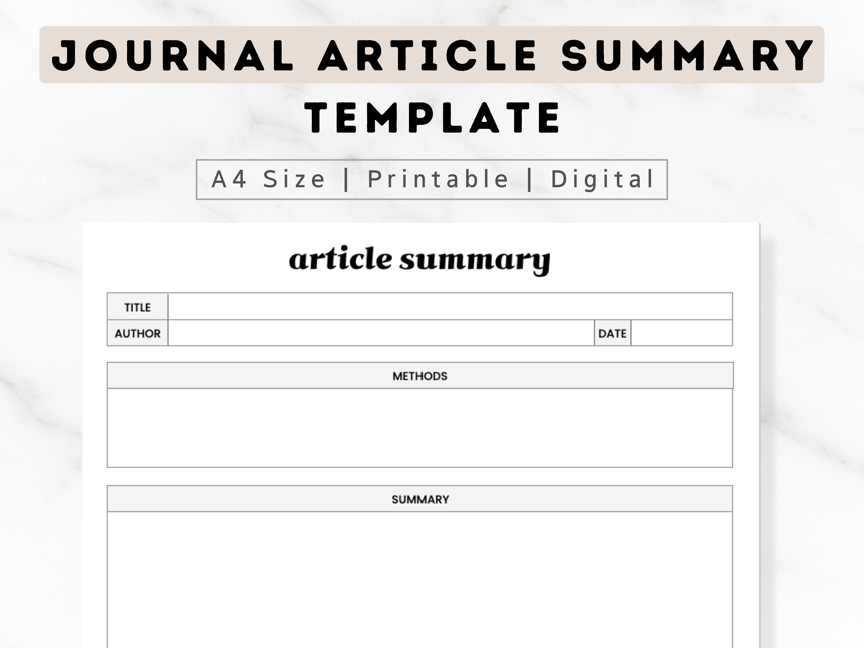 Article Summary Template Article Summary Template