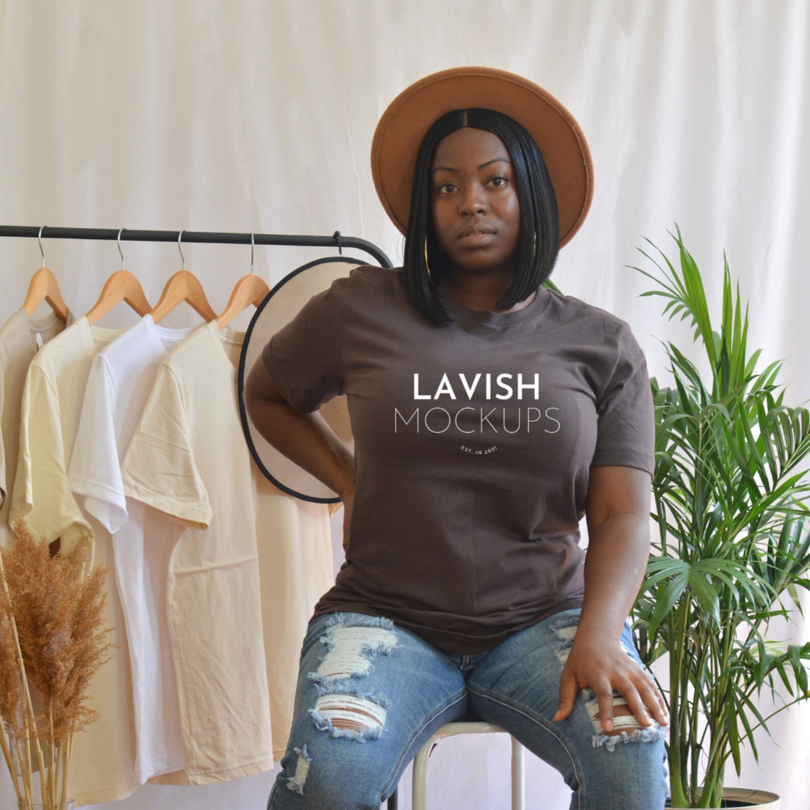 Bella Canvas 3001 Mockup Black Model Mockup Black Woman