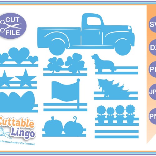 Interchangeable Tree Truck Bundle Silhouette SVG DXF PDF Etsy