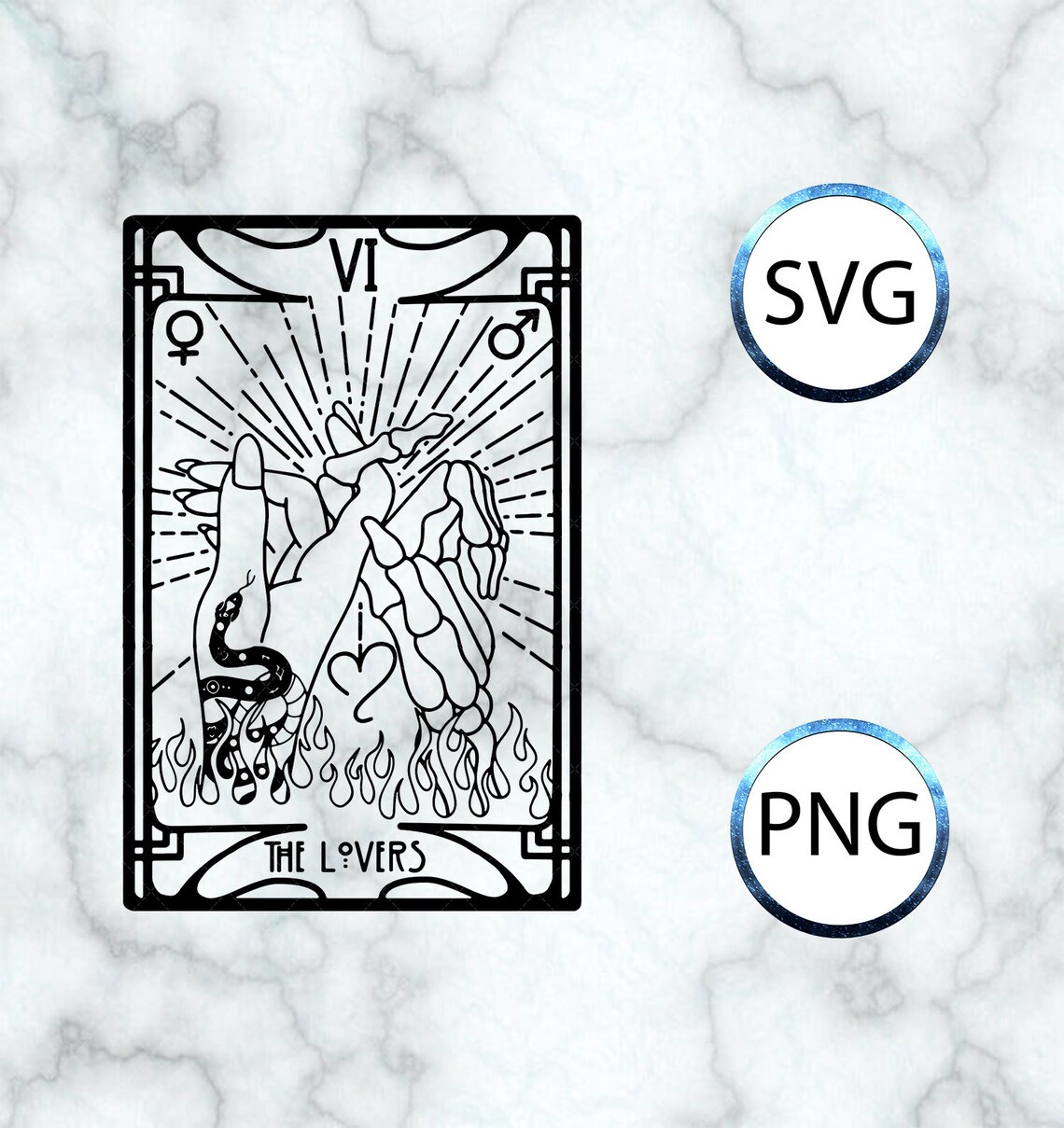 The Lovers Tarot Card Instant Download PNG SVG Etsy