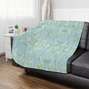 Green and Blue Minky Blanket | Dorm Decor for College Girls | Gift for College Girls | Bedroom Decor image 3