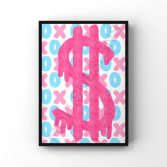 Pink Dollar Sign Symbol - Preppy Aesthetic Decor Stationery Cards