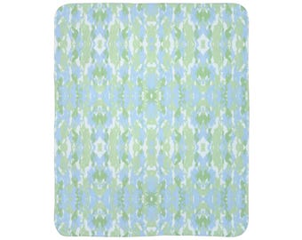 Green and Blue Fleece Sherpa Blanket | Dorm Decor for College Girls | Gift for College Girls | Bedroom Decor