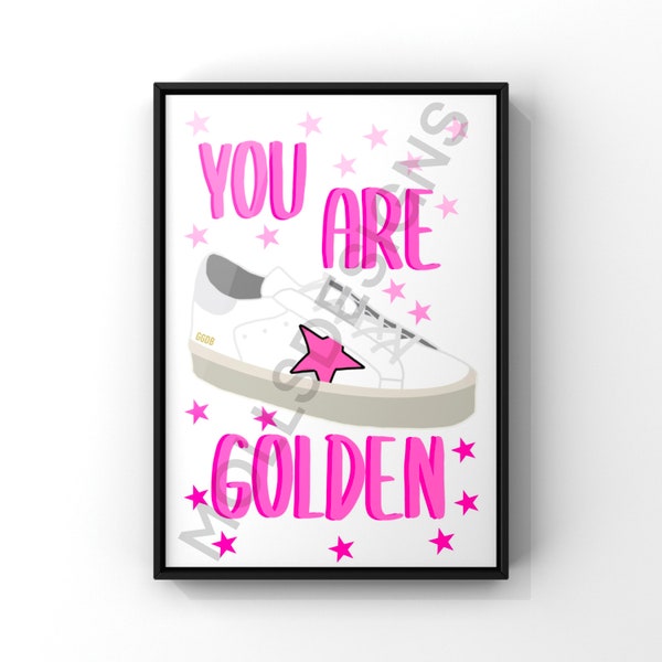 Preppy You Are Golden (Digital Download), Preppy Wall Art, Room Decor, Poster Print, Prints, Preppy, Wall Art