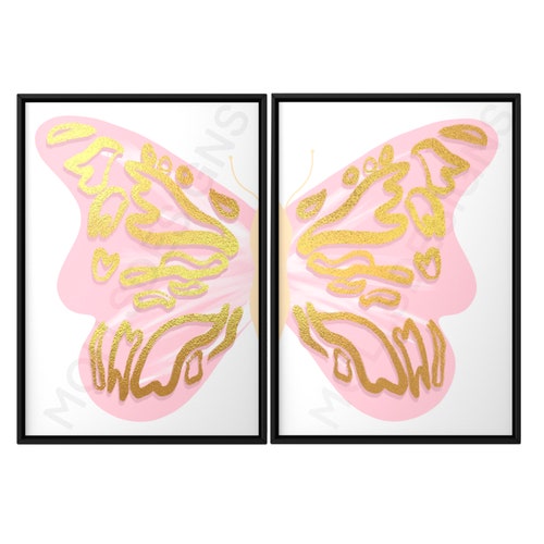 Preppy Split Butterfly Wall Art digital Download Preppy Etsy Australia