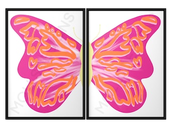 Preppy Split Butterfly Wall Art (Digital Download), Preppy Wall Art, Room Decor, Poster Print, Prints, Preppy, Wall Art
