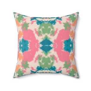 Pink, Blue, Orange and Green Abstract Pillow | Dorm Decor for College Girls | Home and Apartment Decor | Throw Pillows for Couch