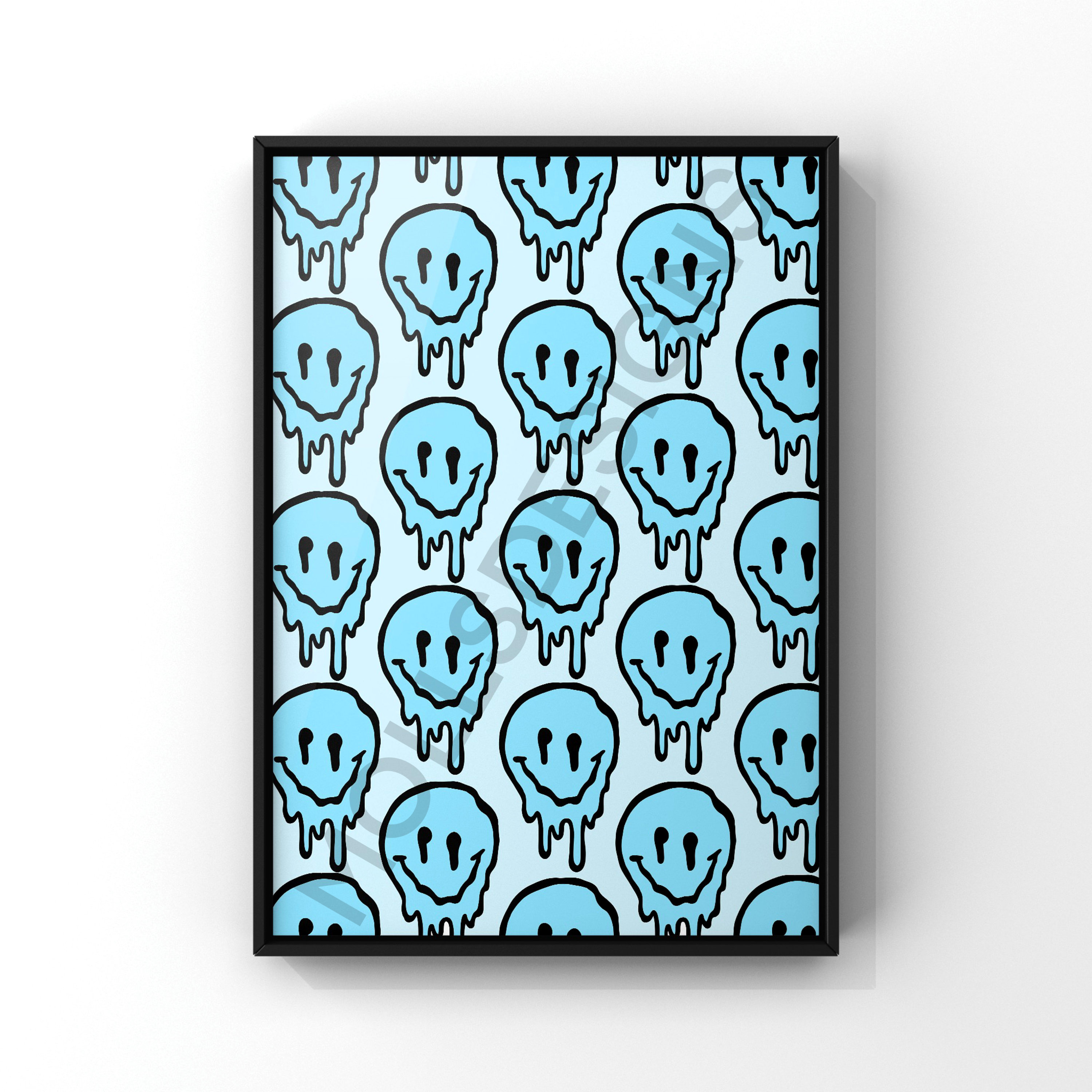 Blue Drip Smiley Face Wall Art Digital Download Preppy Wall Etsy Blue Drip Smiley Face Wall Art Digital Download Preppy Wall Etsy