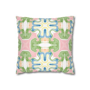 Pink, Blue, and Green Abstract Pillow Cover| Dorm Decor for College Girls | Home and Apartment Decor | Throw Pillows for Couch